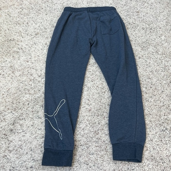 Puma Men’s Cotton Joggers Pants Pockets Logo Graphic Print Blue Medium Casual - Picture 2 of 6